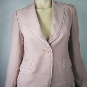 CLAMONT PARIS Fringed Trim Pink Blazers Jacket